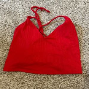 Large ribbed tank top tie back